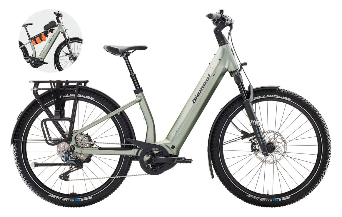 Diamant Suvea Trip Pro 2026 800 Wh heugrün (160 kg) wandelbarer Tiefeinsteiger-Rahmen