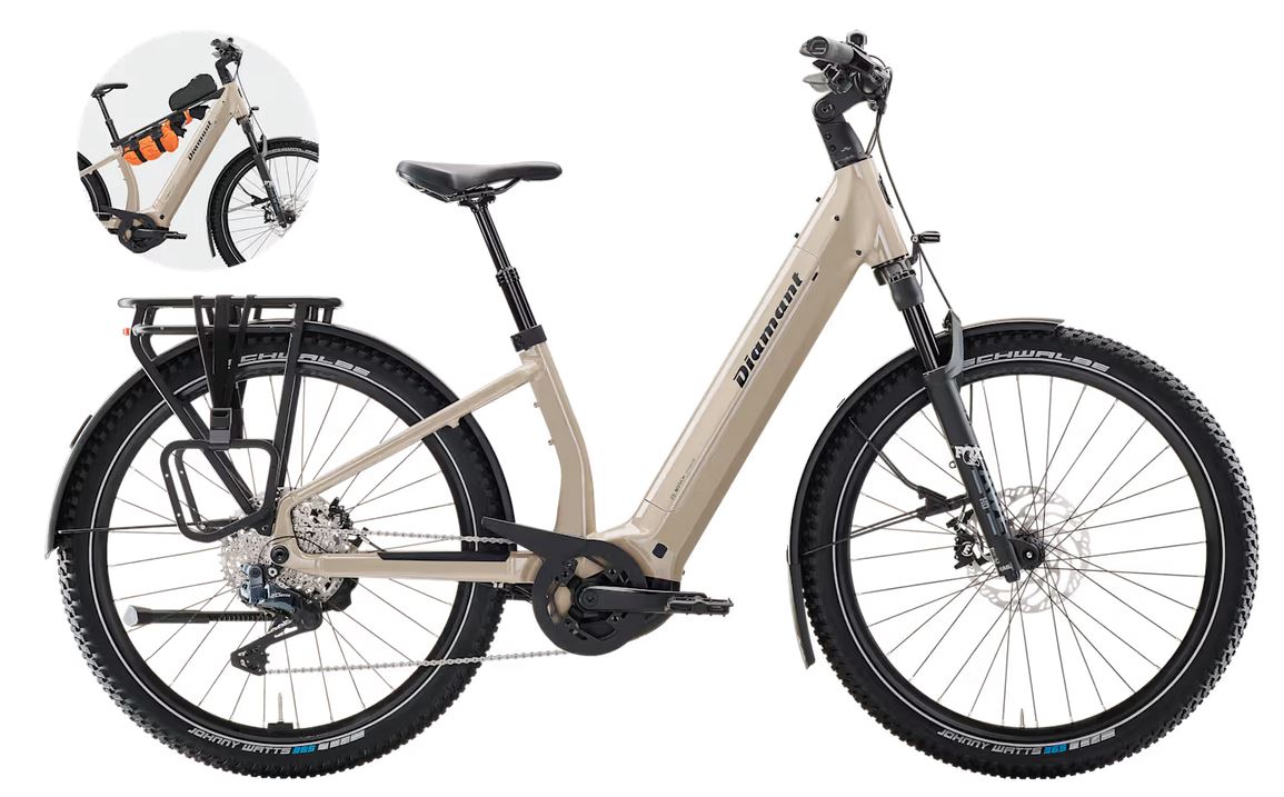 mountainbike 160 kg Diamant Suvea Trip Pro 2026 800 Wh lehmbeige (160 kg) wandelbarer  Tiefeinsteiger-Rahmen
