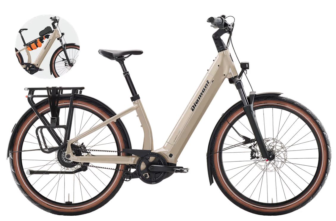 Diamant Suvea Style 2026 800 Wh lehmbeige (160 kg) wandelbarer Tiefeinsteiger-Rahmen